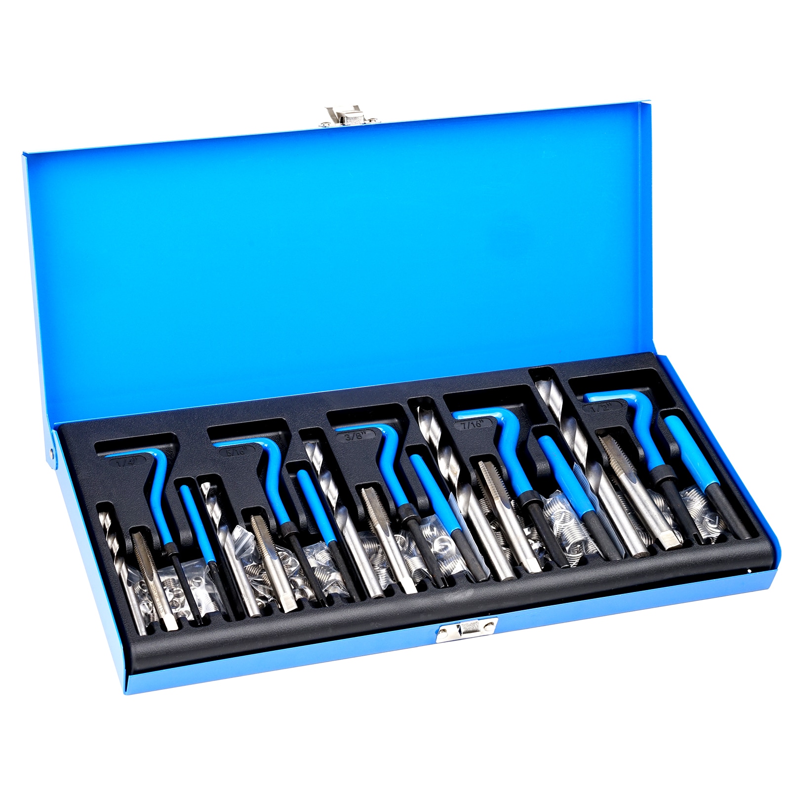 131 PCS Helicoil Thread Repair Kit SAE Tool 1/4 5/16 3/8 7/16 1/2 In UNC_voghion.com